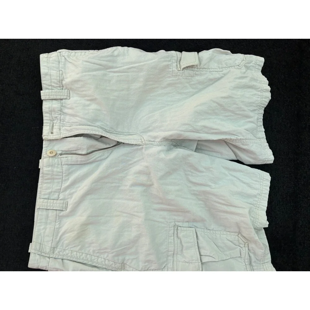 Caribbean Mens Cargo Shorts 33x11 Light Khaki 100% Cotton Multi-Pocket Casual